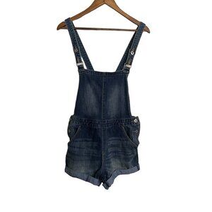 Denizen Levi's Womens Dark Wash Whiskered Rolled Cuff Short Jean Overall Medium